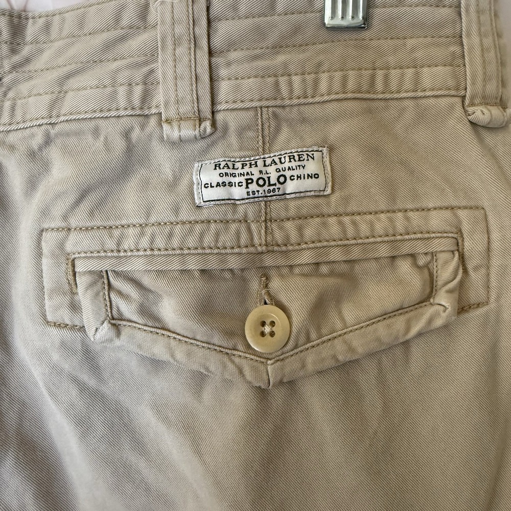 Polo Ralph Lauren Mens Size 34 Khaki Beige Classic Chino Cargo Shorts Utility - Picture 5 of 11